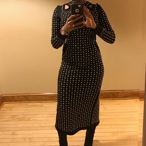 Black beaded midi dress